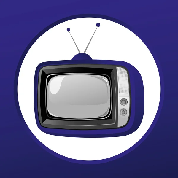 Blauwe vintage televisie — Stockvector