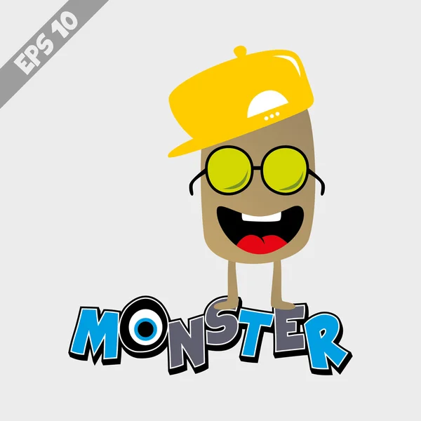 Funky monster in hoed — Stockvector