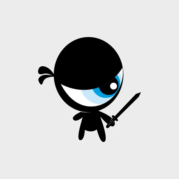 One eye little black ninja — Stock Vector