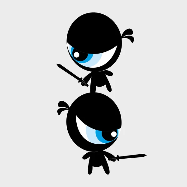 Un ojo pequeño ninja negro — Vector de stock