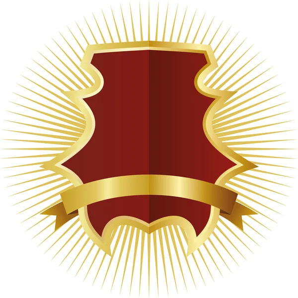 Escudo rojo en marco dorado — Vector de stock