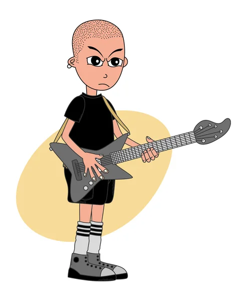 Personagem de desenho animado guitarrista — Vetor de Stock