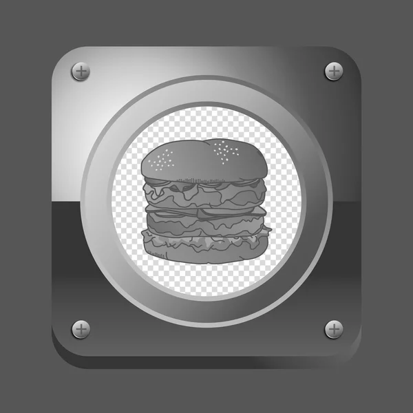 Burger botão de metal — Vetor de Stock