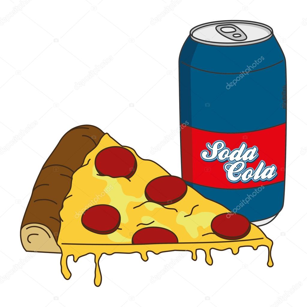 Pizza and can soda — Stock Vector © vectorfirst 45574237