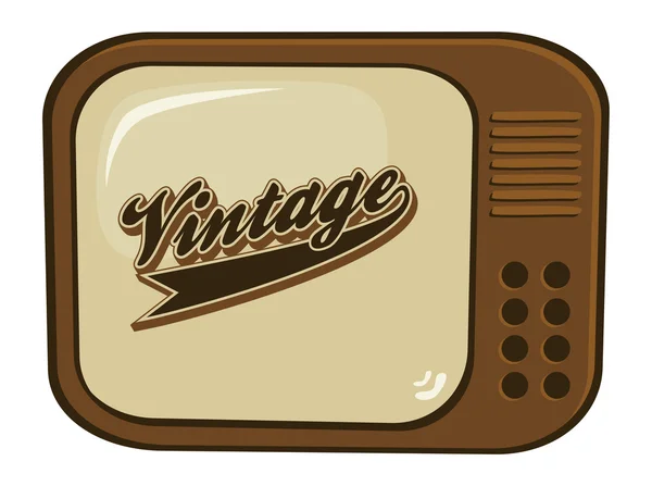 Vintage tv marrom — Vetor de Stock