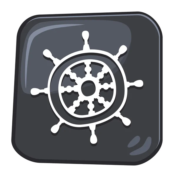 Button ship wheel — Stock Vector