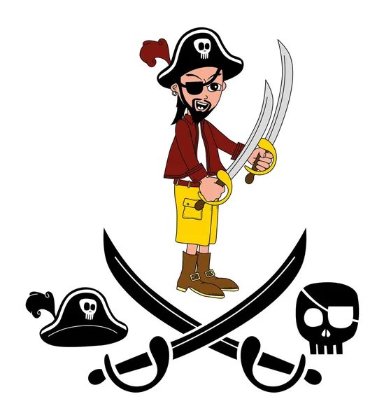 Pirát kreslená postavička — Stockový vektor
