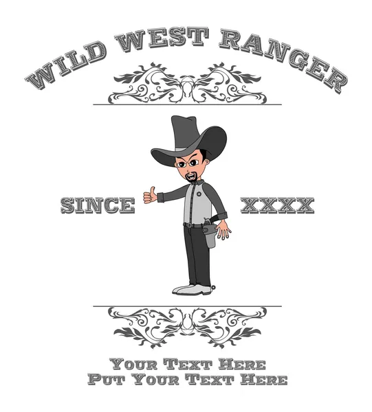 Cowboy dessin animé vintage — Image vectorielle
