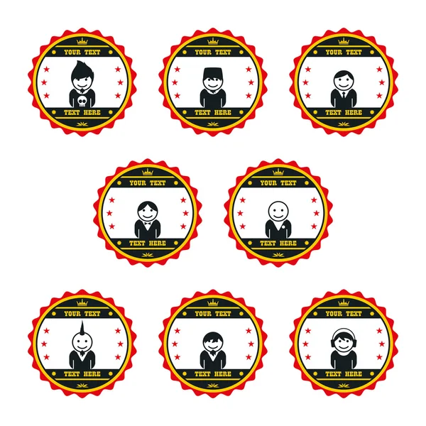 Avatar label man set — Stock Vector