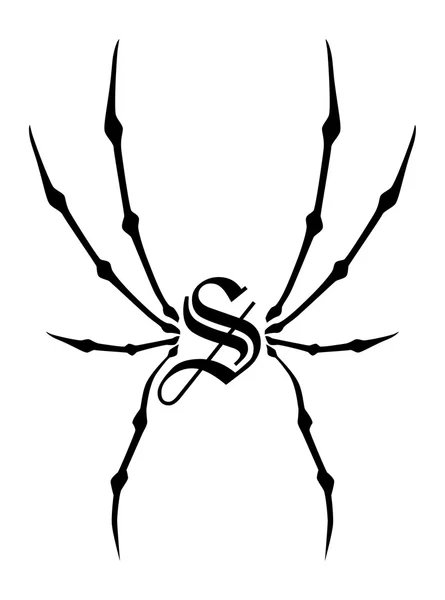 Araña tatuaje tinta arte — Vector de stock