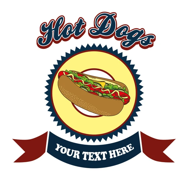 Hot dog retro popisek — Stockový vektor