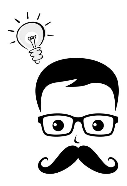 Mustache guy nerd — Stock Vector