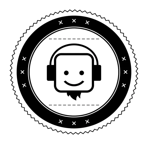 Guy headphone label — Stock Vector