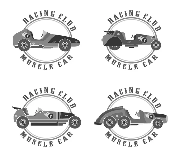 Retro race car color set — Stock Vector