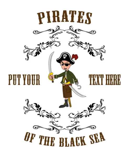 Pirát kreslená postavička — Stockový vektor