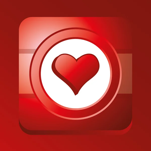 Botón rojo del corazón — Archivo Imágenes Vectoriales