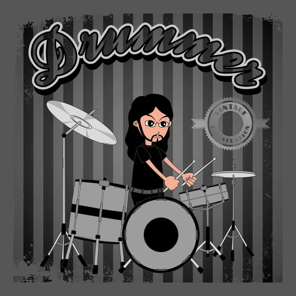 Drummer van de band muziek — Stockvector