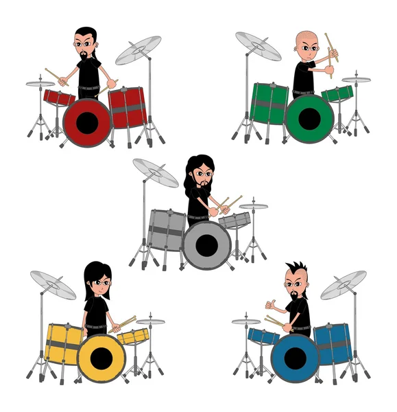 Drum en drummer set — Stockvector