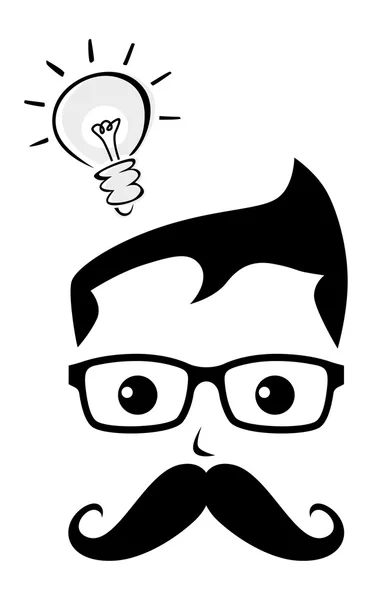 Mustache guy nerd — Stock Vector