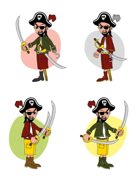 Personaje de dibujos animados pirata — Vector de stock