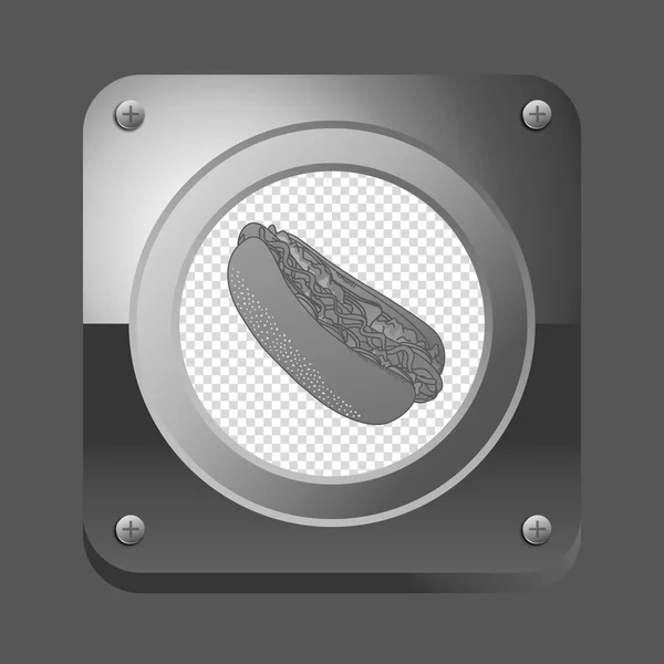 Hotdog metalen knop — Stockvector