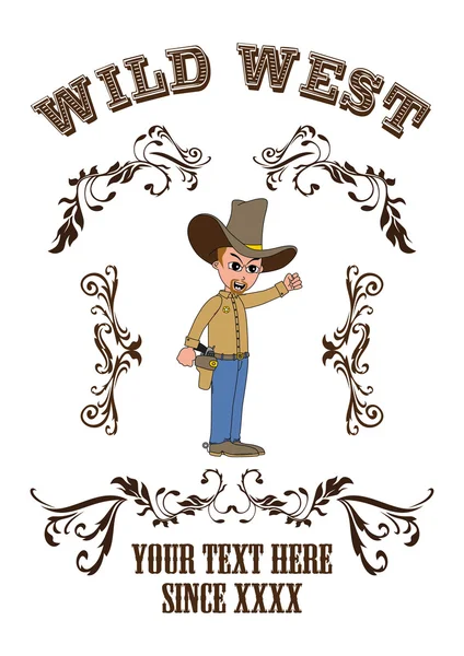Cowboy dessin animé vintage — Image vectorielle
