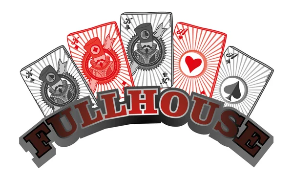 Arte di full house Poker — Vettoriale Stock