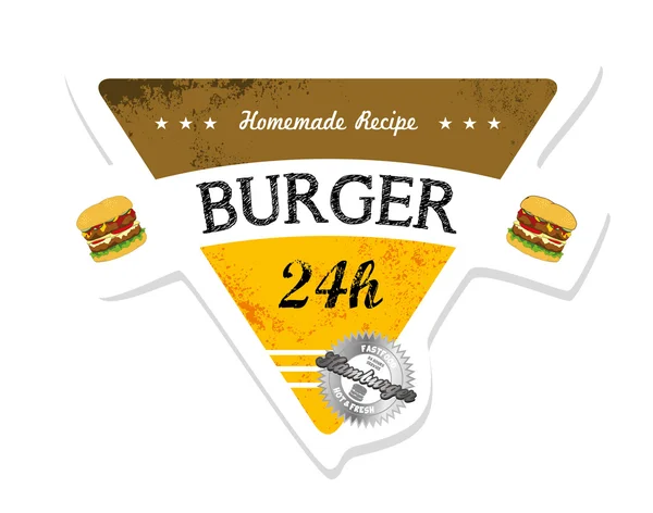 Burger odznak popisek — Stockový vektor