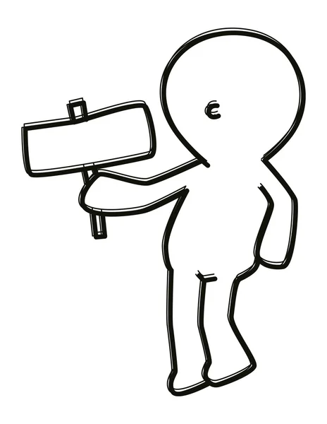 Personagem de desenho animado segurando placa em branco — Vetor de Stock