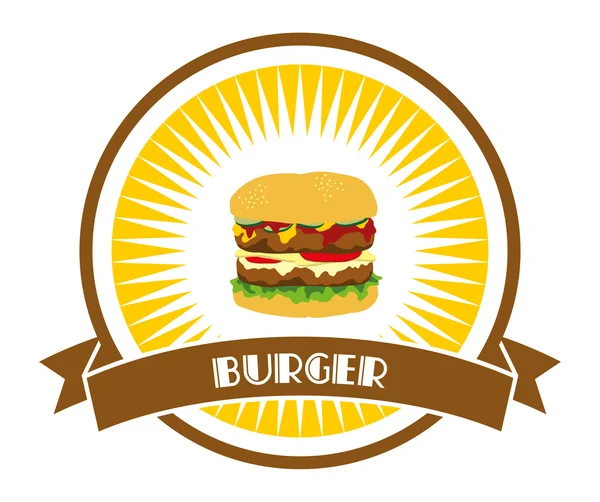 Label of burger — Stock Vector