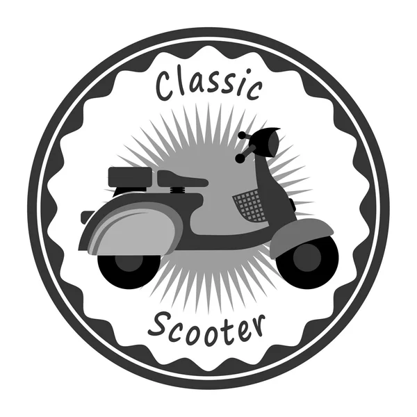 Oude scooter etiket — Stockvector