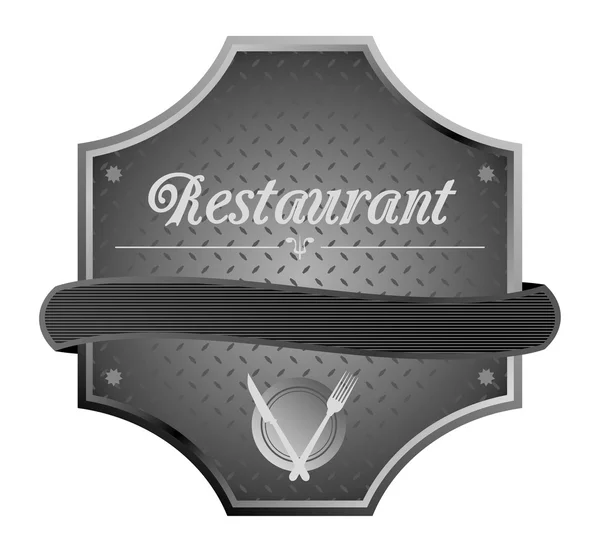 Metal plaka restoran — Stok Vektör