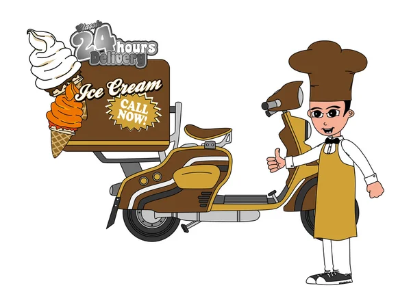 Livraison de scooter crème glacée — Image vectorielle