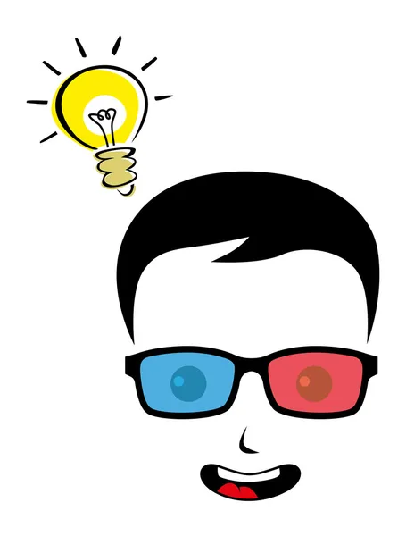 Geek nerd menino desenho animado retrato — Vetor de Stock