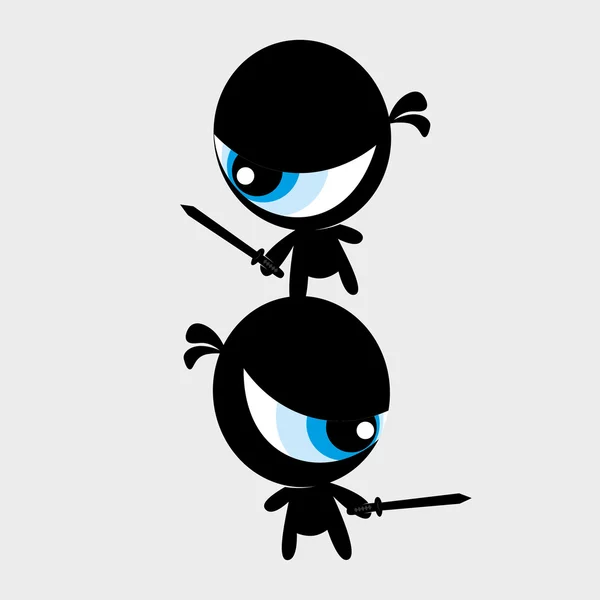 One eye little black ninja — Stock Vector