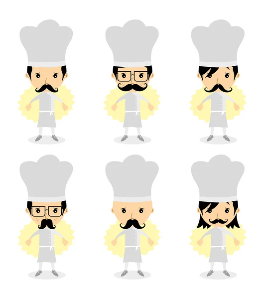 Set baffi cuoco cartone animato — Vettoriale Stock