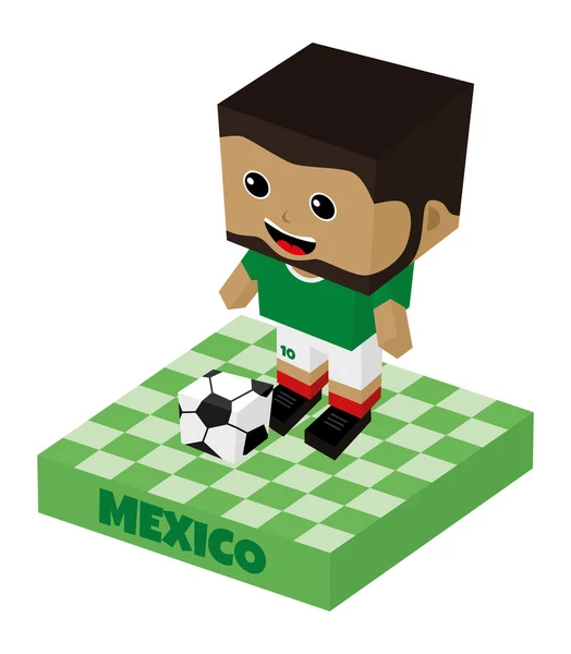 Mexico soccer block character — Stock Vector