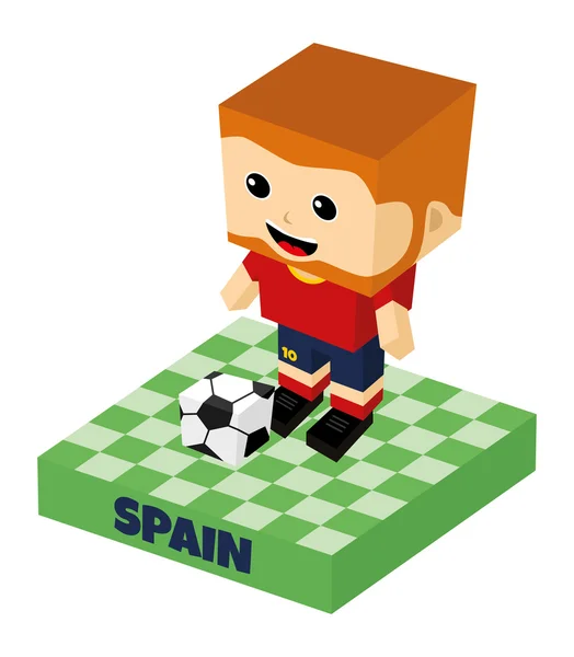 Spain soccer block character — Stock Vector