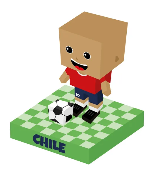 Chile soccer block character — Stock Vector