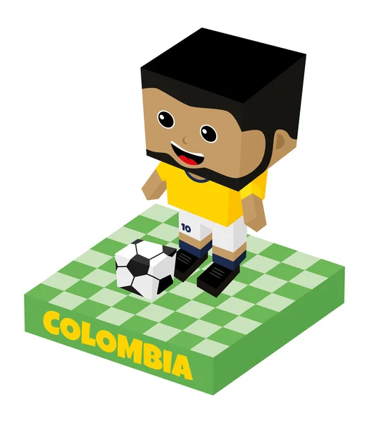 Colombia soccer block character — Stock Vector