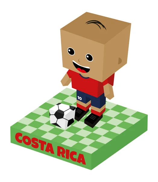 Costa Rica personagem bloco de futebol — Vetor de Stock