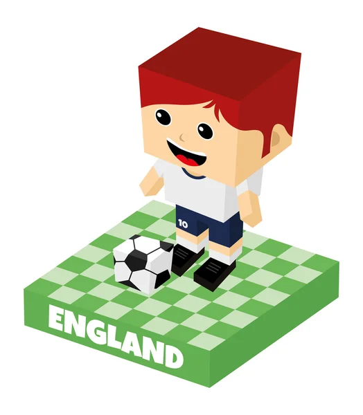 England soccer block character — Stock Vector