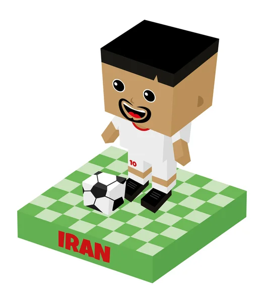 Iran soccer block character — Stock Vector