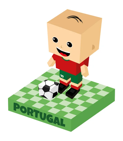 Portugal fútbol bloque carácter — Vector de stock