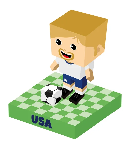 America soccer block character — Stock Vector