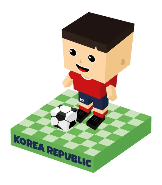 Kore Cumhuriyeti futbol blok karakter — Stok Vektör