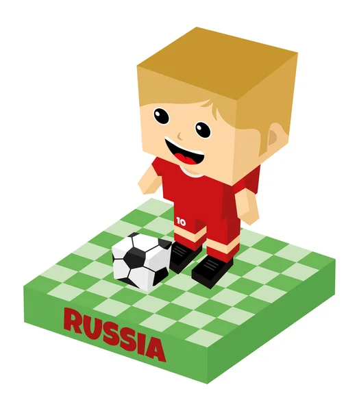 Russia soccer block character — Stock Vector