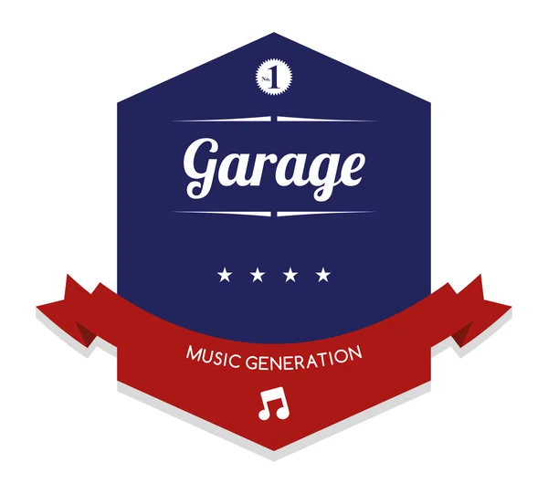 Garaje etiqueta de música — Vector de stock