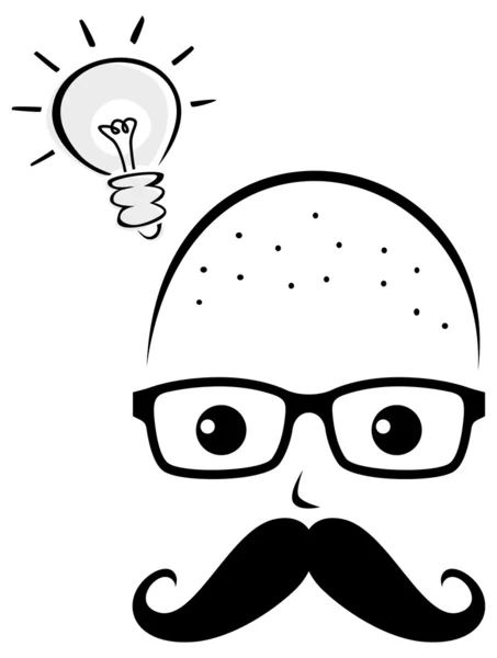 Mustache chico nerd — Vector de stock