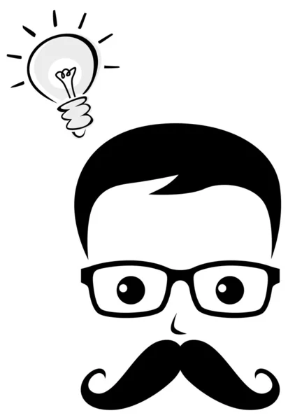 Mustache guy nerd — Stock Vector